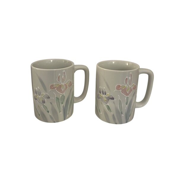 Otagiri Floral Lite Hand Painted Coffee Mugs Set Of 2 - Picture 1 of 4